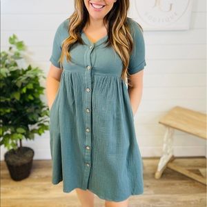 Button Down Dress with Pockets